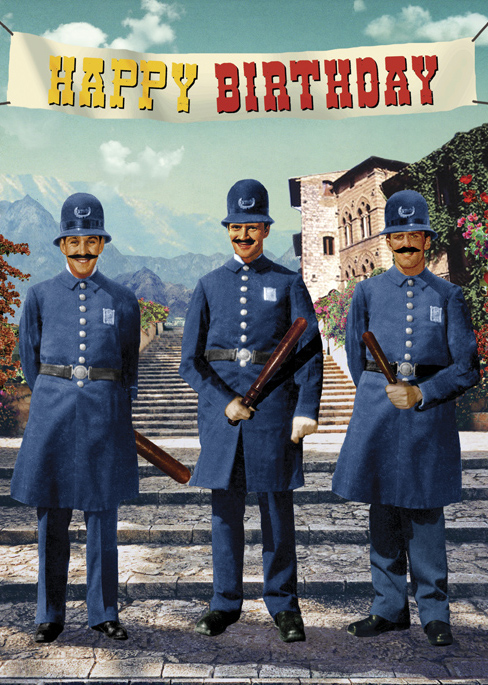 BC212 - Happy Birthday - Three Policemen Card by Max Hernn